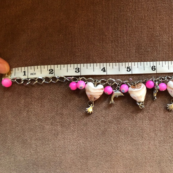 Chunky charm bracelet pink silver - Picture 5 of 8